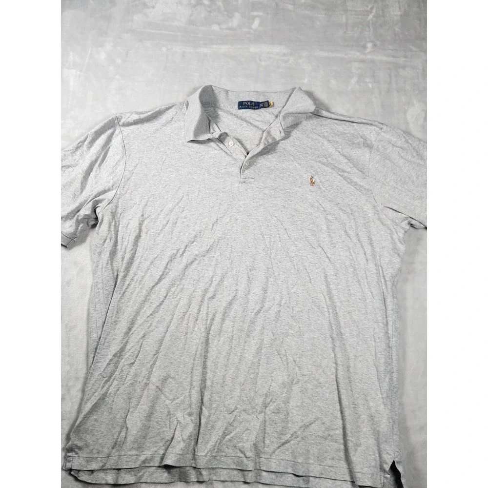 Polo Ralph Lauren Mens 2XL Soft Cotton Knit Short Sleeve Collar Shirt Flesh Pony